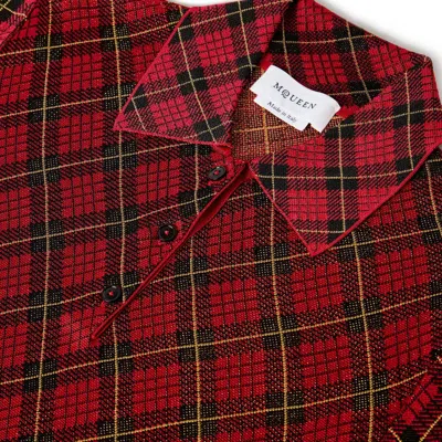 Alexander Mcqueen Microcheck Polo Shirt Lurex Collar Detail In Purple