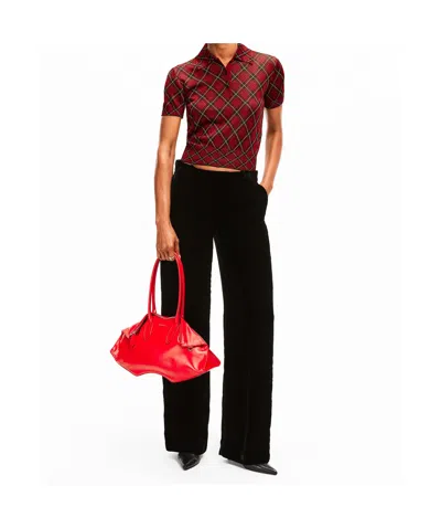 Alexander Mcqueen Microcheck Polo Shirt Lurex Collar Detail In Purple