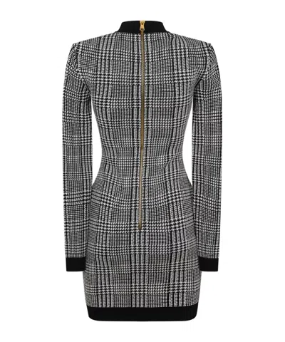 Balmain Plaid Knit Dress In Multi