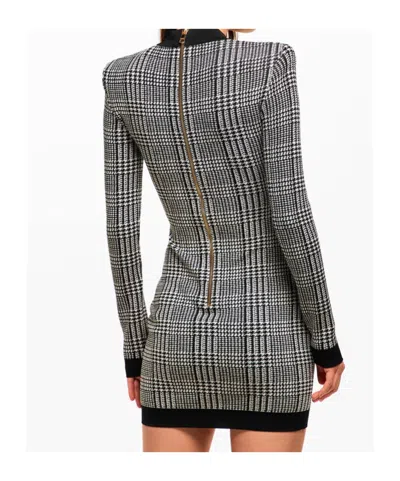Balmain Plaid Knit Dress In Multi