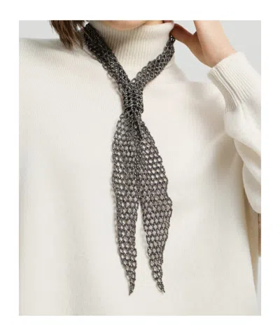 Brunello Cucinelli Sterling Silver Tie In Gray