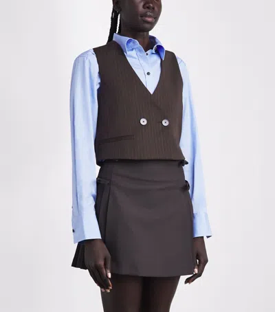 Sandro Paris Striped Waistcoat In Brown