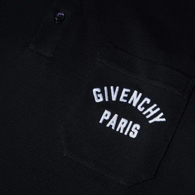 Givenchy Dark Blue Polo Shirt With Logo Embroidery Men In Black