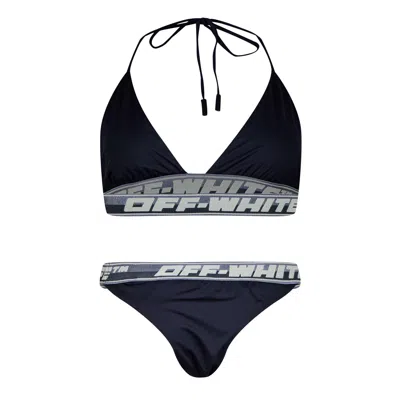 Off-white Lace-up Split Swimsuit In Animal Print