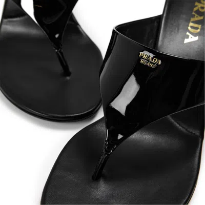 Prada Wedge Flip-flops In Black