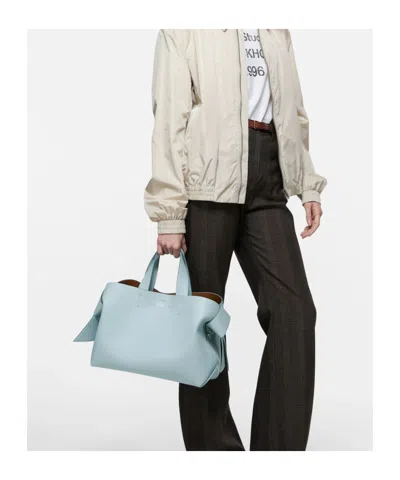 Acne Studios Musubi Leather Tote In Blue