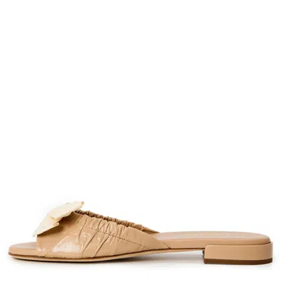 Prada Bow Flat Mules In Brown
