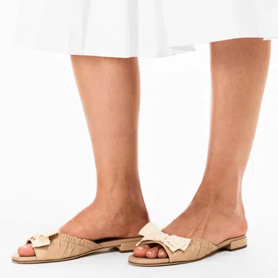 Prada Bow Flat Mules In Brown
