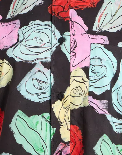 Marni Rose Scribble-print Short-sleeve Collared Shirt In Multi