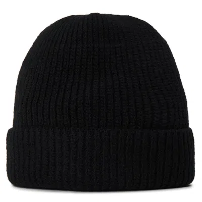 Prada Mens Blue Brand-plaque Cashmere And Wool-blend Beanie Hat In Black