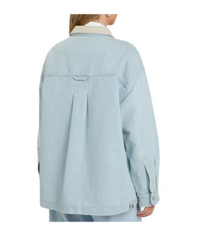 Agolde Leather-trim Denim Jacket In White