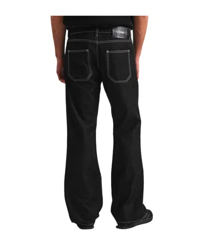 Off-white Solid Straight Leg Jeans In Black