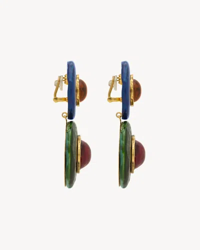 Saint Laurent Cabochon Drop Earrings In Ceramic In Multi