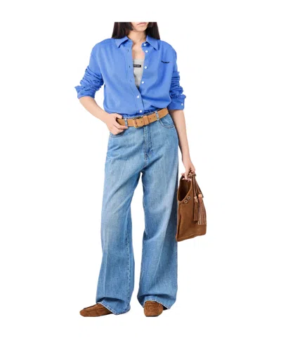 Miu Miu Piquet Shirt 42 In Blue