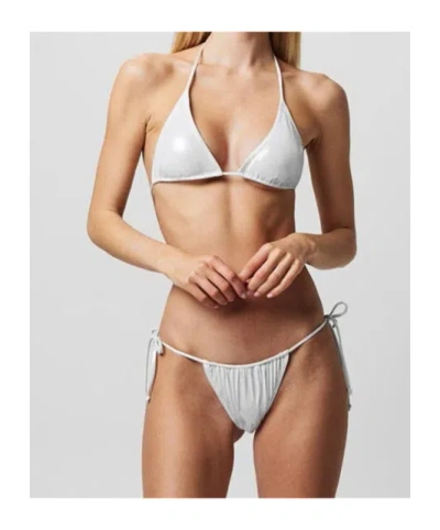 Norma Kamali String Bikini Top In Pearl