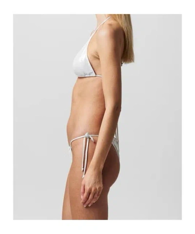 Norma Kamali String Bikini Top In Pearl