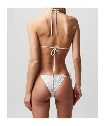 Norma Kamali String Bikini Top In Pearl