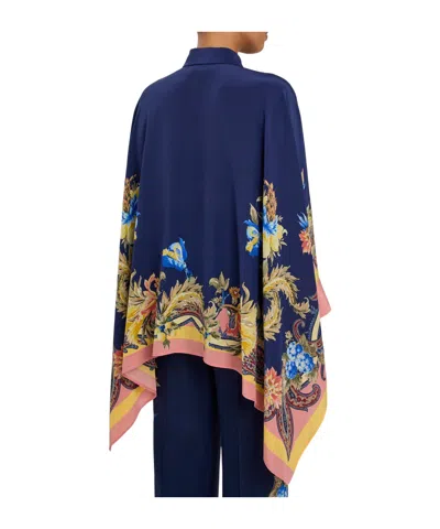 Etro Printed Asymmetric Silk Shirt In Multicolor