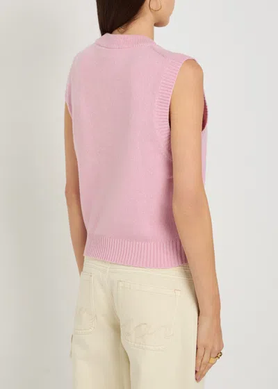 Ganni Cherry Pattern Wool Vest In Pink