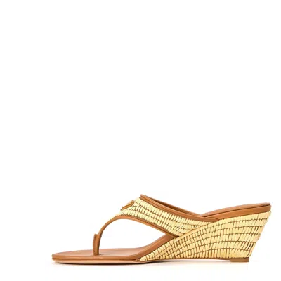 Prada Wedge Slide Sandals In Brown