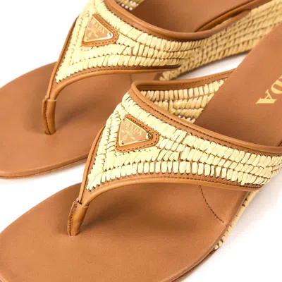 Prada Wedge Slide Sandals In Brown