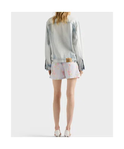 Prada Denim Blouson Jacket In Blue