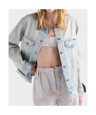 Prada Denim Blouson Jacket In Blue
