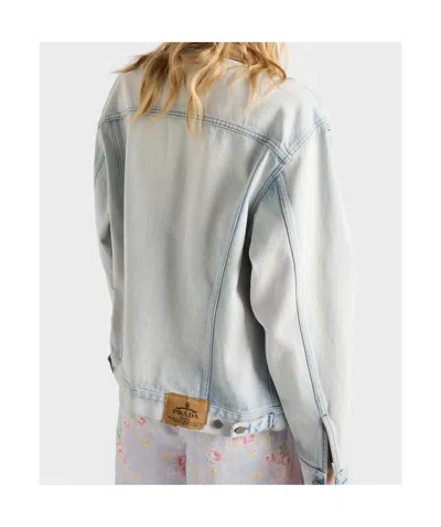 Prada Denim Blouson Jacket In Blue