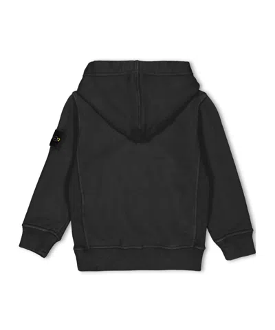 Stone Island Solid Black Pullover Hoodie In Black