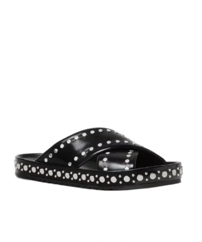 Fendi Black Leather Slides In Black