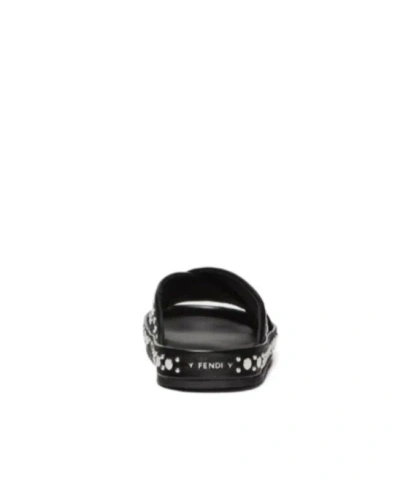 Fendi Black Leather Slides In Black