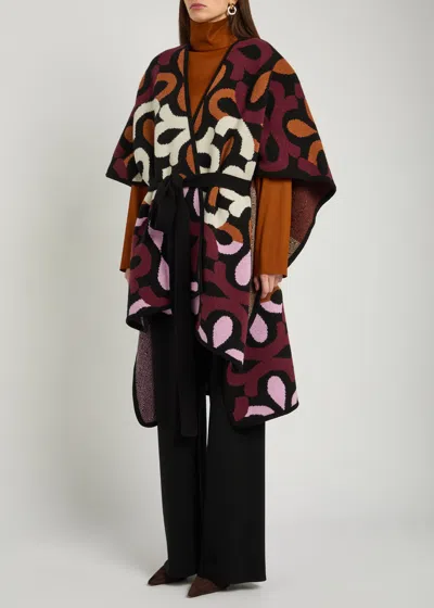 La Doublej Maiolika Patterned Wool Robe In Black