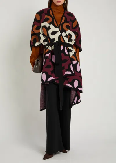La Doublej Maiolika Patterned Wool Robe In Black