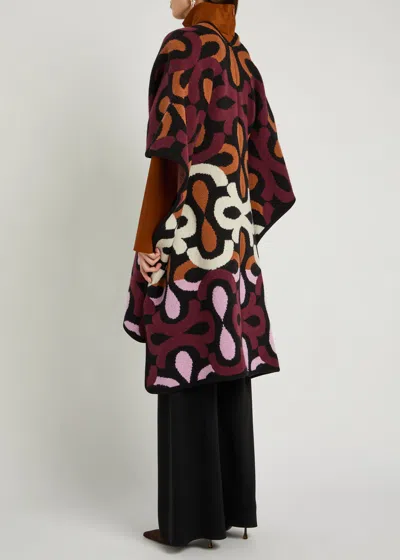 La Doublej Maiolika Patterned Wool Robe In Black