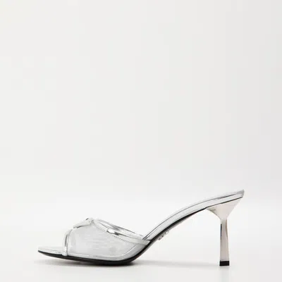 Prada Mule Heeled Sandals In White