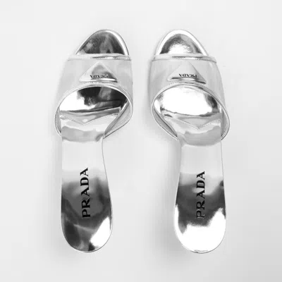 Prada Mule Heeled Sandals In White