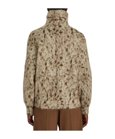 Brunello Cucinelli Lynx-jacquard Brushed Mohair-blend Cardigan In Nude