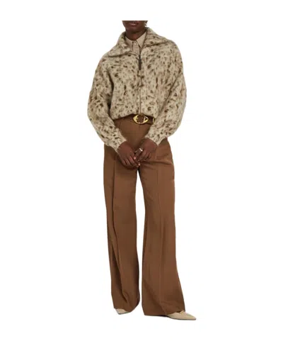 Brunello Cucinelli Lynx-jacquard Brushed Mohair-blend Cardigan In Nude