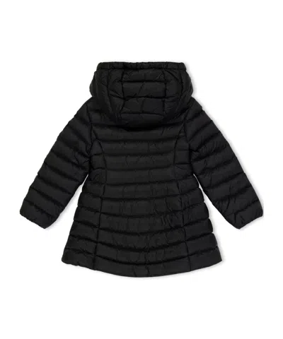 Moncler Logo Long Down Jacket In Black