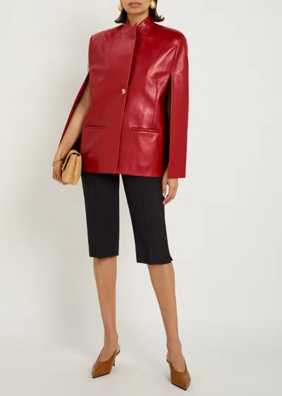 Khaite Dolso Open-sleeve Leather Jacket In Red
