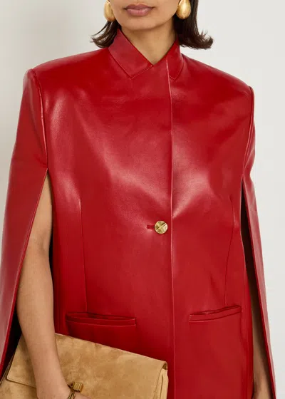 Khaite Dolso Open-sleeve Leather Jacket In Red
