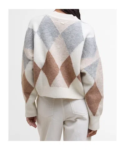 Barbour Diamond-pattern Wool-blend Cardigan In Multi