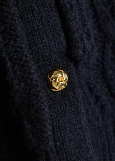 Frame Cape-effect Cable-knit Wool-blend Cardigan In Blue