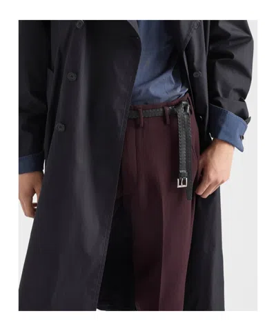 Prada Wool Pants In Burgundy