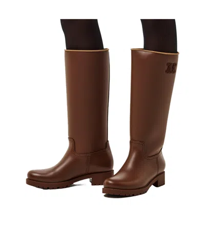Max Mara Monogram Embossed Knee-high Leather Boots In Brown