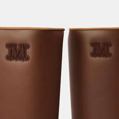 Max Mara Monogram Embossed Knee-high Leather Boots In Brown