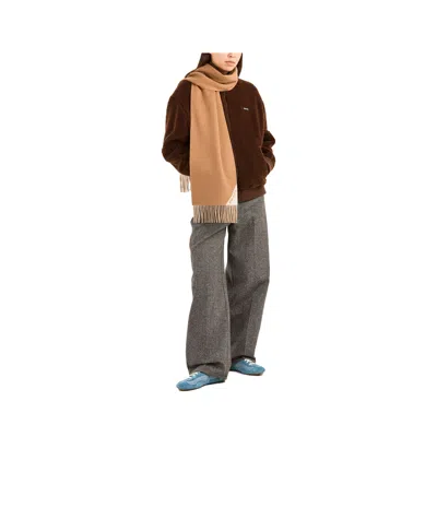 Prada Two-tone Fringed Edge Scarf Accessory In Brown