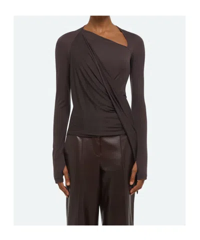 Helmut Lang Asymmetric Draped Top In Black