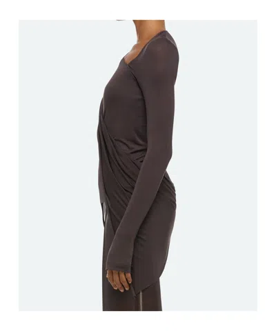 Helmut Lang Asymmetric Draped Top In Black