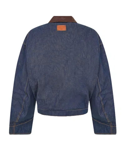 Acne Studios Men Denim Jacket With Contrasting Collar In Blue